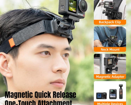 STARTRC Adjustable Head Strap Magnetic Eco-friendly Vlog POV Mount Belt for GoPro, Insta360, DJI Osmo Action and Other Action Cameras, Magnetic Vlog POV Mount Belt