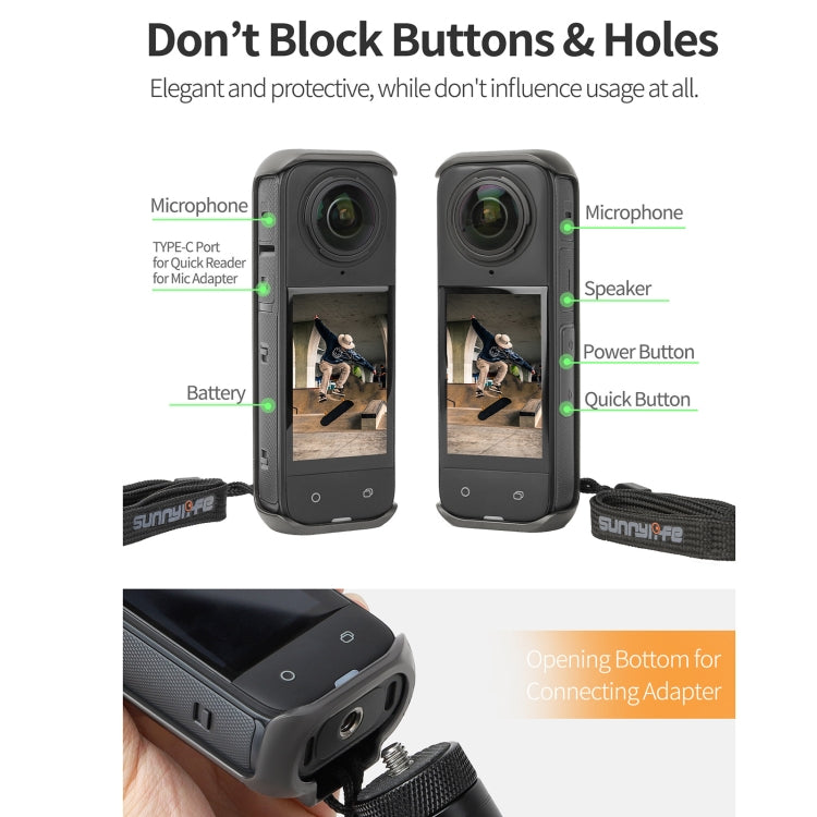 For Insta360 X4 Sunnylife Graphene Case High Thermal Conductivity Protective Case with Hand Strap, Graphene Case