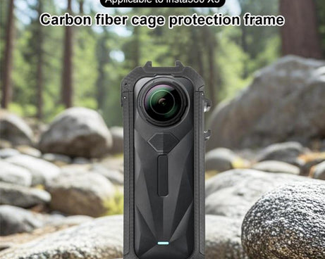 For Insta360 X5 Cold Shoe Carbon Fiber Texture ABS Plastic Protective Frame