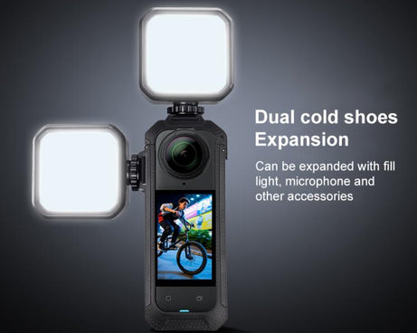 For Insta360 X5 Cold Shoe Carbon Fiber Texture ABS Plastic Protective Frame