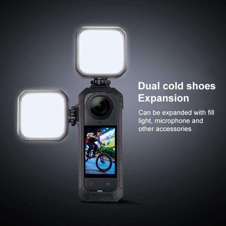 For Insta360 X5 Cold Shoe Carbon Fiber Texture ABS Plastic Protective Frame