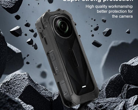 For Insta360 X5 Cold Shoe Carbon Fiber Texture ABS Plastic Protective Frame