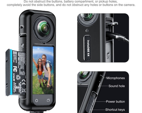 For Insta360 X4 Aluminum Alloy Metal Protective Cage Housing Frame