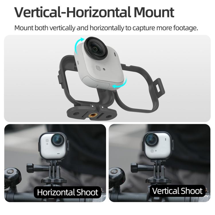 For Insta360 GO Ultra Sunnylife Foldable Vertical-Horizontal Adapter Mount Protective Frame Mounting Brackets Housing Cover