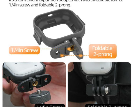 For Insta360 GO Ultra Sunnylife Foldable Vertical-Horizontal Adapter Mount Protective Frame Mounting Brackets Housing Cover