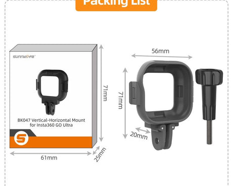 For Insta360 GO Ultra Sunnylife Foldable Vertical-Horizontal Adapter Mount Protective Frame Mounting Brackets Housing Cover