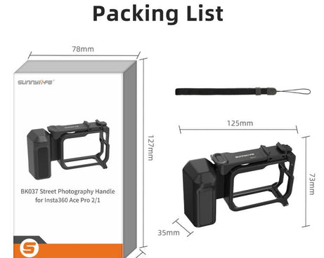 Sunnylife Street Photography Handle Ergonomic Hand Grip Quick Release Shutter Handle for Insta360 Ace Pro 2 / 1