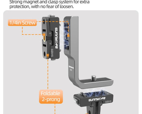 For Insta360 X5 / X4 Sunnylife L-Type Vertical-Horizontal Magnetic Mount with DZ015 Magnetic Adapter Quick Release Mount Adapter Stand
