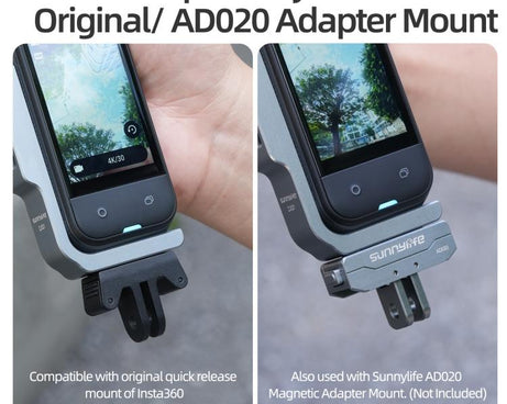 For Insta360 X5 / X4 Sunnylife L-Type Vertical-Horizontal Magnetic Mount with DZ015 Magnetic Adapter Quick Release Mount Adapter Stand