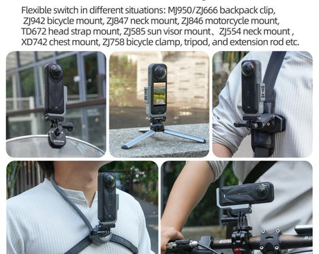 For Insta360 X5 / X4 Sunnylife L-Type Vertical-Horizontal Magnetic Mount with DZ015 Magnetic Adapter Quick Release Mount Adapter Stand