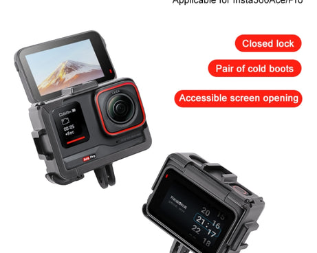 For Insta360 Ace / Ace Pro PC Cage Expansion Adapter Frame with Dual Cold Shoe Bases