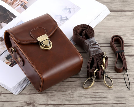Full Body Camera Buckle Lock PU Leather Case Bag with Hand Strap & Neck Strap for Canon G7X II / G9X Mark II, Sony RX100 / M2, For RX100, For G7X II