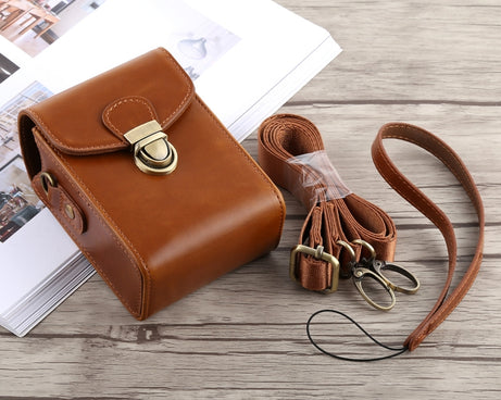 Full Body Camera Buckle Lock PU Leather Case Bag with Hand Strap & Neck Strap for Canon G7X II / G9X Mark II, Sony RX100 / M2, For RX100, For G7X II