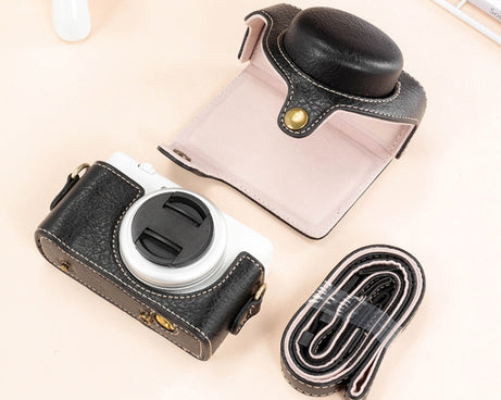 For Sony ZV-1F / ZV1M2 Full Body Camera PU Leather Case Bag with Strap, For Sony ZV-1F / ZV1M2