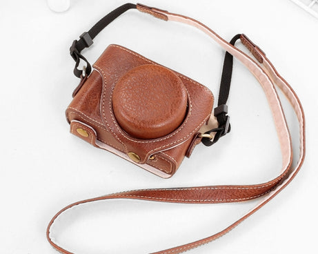 For Sony ZV-1F / ZV1M2 Full Body Camera PU Leather Case Bag with Strap, For Sony ZV-1F / ZV1M2