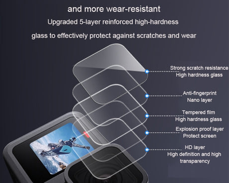 For GoPro HERO13 Black Lens and LCD Display 9H 2.5D Tempered Glass Film
