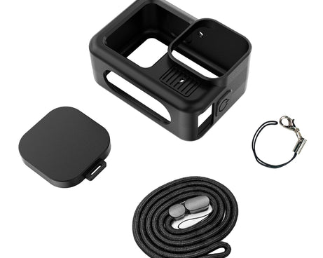 For GoPro HERO13 Black Silicone Protective Case Cover with Wrist Strap & Lens Cover, For GoPro HERO13 Black