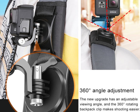 Hook and Loop Fastener Backpack Rec-Mounts Clip Clamp Mount with Screw for GoPro, Insta360, DJI and Other Action Cameras