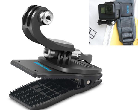 RUIGPRO 360 Degree Rotation J-Type Backpack Rec-Mounts Clip Clamp Mount with Screw for GoPro HERO9 Black / HERO8 Black /HERO7 /6 /5, DJI Osmo Action, Xiaoyi and Other Action Cameras
