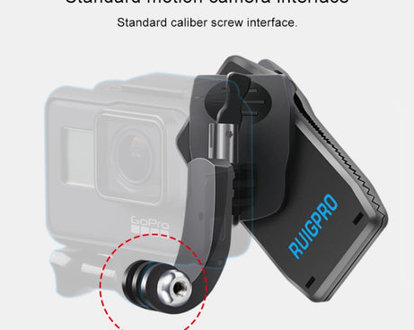 RUIGPRO 360 Degree Rotation J-Type Backpack Rec-Mounts Clip Clamp Mount with Screw for GoPro HERO9 Black / HERO8 Black /HERO7 /6 /5, DJI Osmo Action, Xiaoyi and Other Action Cameras