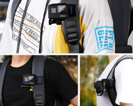 RUIGPRO 360 Degree Rotation J-Type Backpack Rec-Mounts Clip Clamp Mount with Screw for GoPro HERO9 Black / HERO8 Black /HERO7 /6 /5, DJI Osmo Action, Xiaoyi and Other Action Cameras