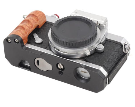 Wooden Hand Grip Arca Quick Release Plate Aluminum Alloy Base for Nikon F / FTn / FT2 / FT3