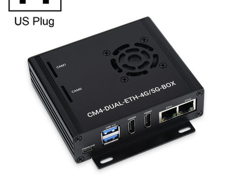 Waveshare Dual Gigabit Ethernet 5G/4G Computer Box with Cooling Fan for Raspberry Pi CM4