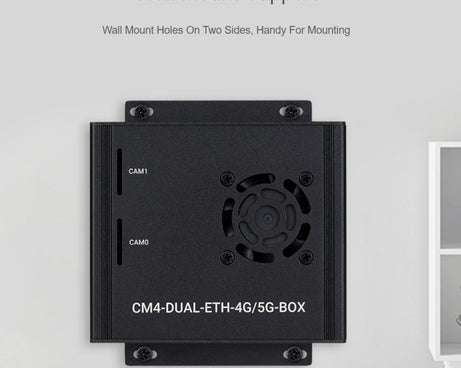 Waveshare Dual Gigabit Ethernet 5G/4G Computer Box with Cooling Fan for Raspberry Pi CM4