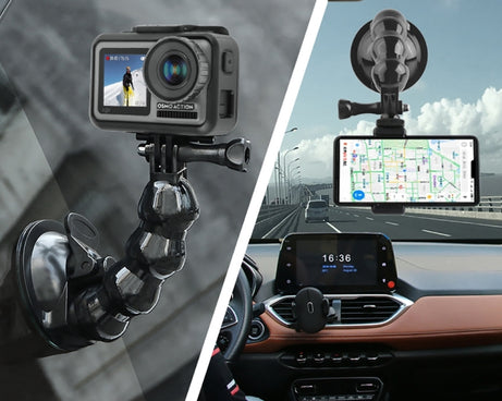Suction Cup Jaws Flex Clamp Mount for GoPro, Insta360, DJI and Other Action Cameras