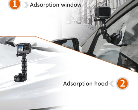 Suction Cup Jaws Flex Clamp Mount for GoPro, Insta360, DJI and Other Action Cameras