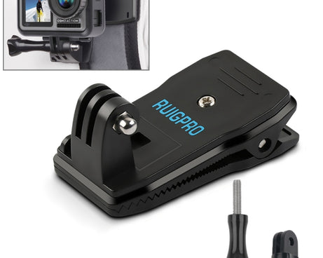 RUIGPRO 360 Degree Rotation Backpack Rec-Mounts Clip Clamp Mount with Screw for GoPro, Insta360, DJI and Other Action Cameras