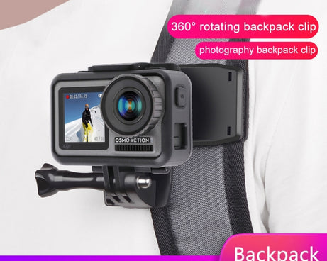 RUIGPRO 360 Degree Rotation Backpack Rec-Mounts Clip Clamp Mount + Phone Clamp for GoPro, Insta360, DJI and Other Action Cameras