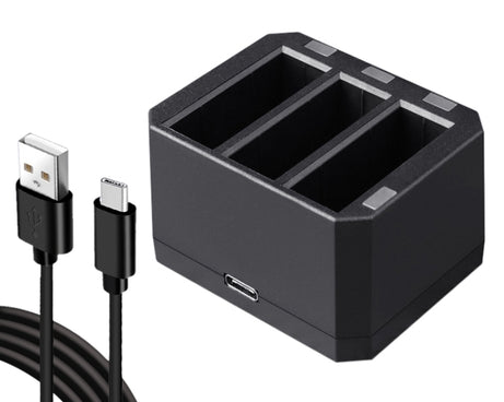 USB Triple Batteries Charger with LED Indicator Light for DJI OSMO Action