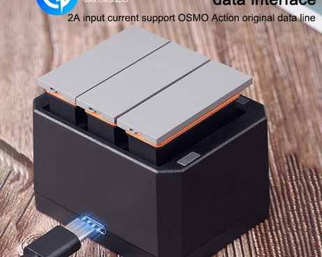 USB Triple Batteries Charger with LED Indicator Light for DJI OSMO Action