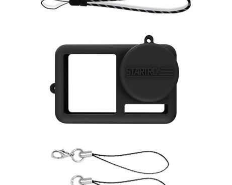 For DJI OSMO Action 4 / 3 STARTRC Silicone Shockproof Case with Lens Cap & Strap