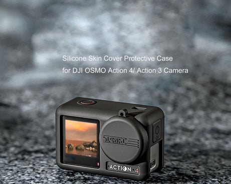 For DJI OSMO Action 4 / 3 STARTRC Silicone Shockproof Case with Lens Cap & Strap