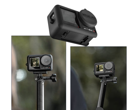 For DJI OSMO Action 4 / 3 STARTRC Silicone Shockproof Case with Lens Cap & Strap