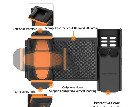 For DJI OSMO Pocket 3 Sunnylife OP3-AD744 Expanded Phone Clamp Holder with Storage Case