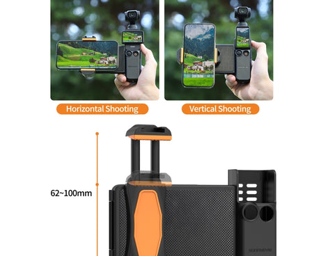 For DJI OSMO Pocket 3 Sunnylife OP3-AD744 Expanded Phone Clamp Holder with Storage Case