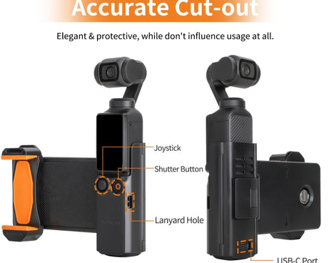 For DJI OSMO Pocket 3 Sunnylife OP3-AD744 Expanded Phone Clamp Holder with Storage Case