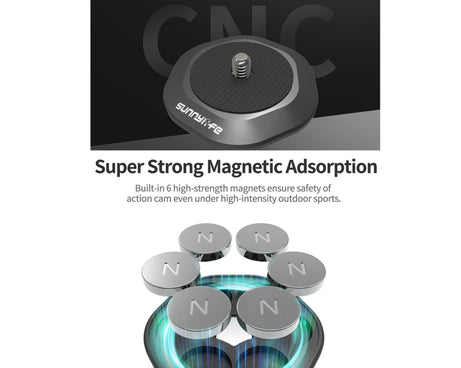 Sunnylife Universal Metal Magnetic Base 1/4 inch Adapter Aluminium Alloy Pivot Stand Base