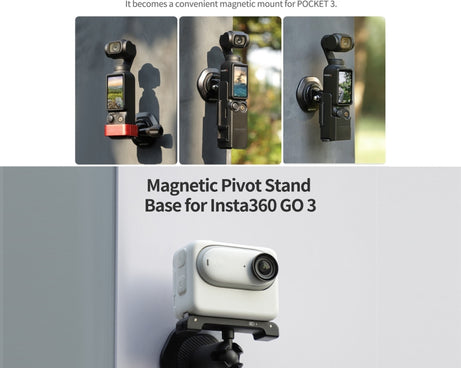 Sunnylife Universal Metal Magnetic Base 1/4 inch Adapter Aluminium Alloy Pivot Stand Base