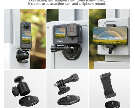 Sunnylife Universal Metal Magnetic Base 1/4 inch Adapter Aluminium Alloy Pivot Stand Base