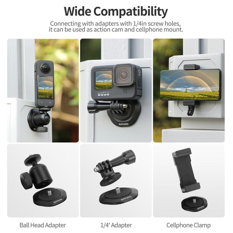 Sunnylife Universal Metal Magnetic Base 1/4 inch Adapter Aluminium Alloy Pivot Stand Base