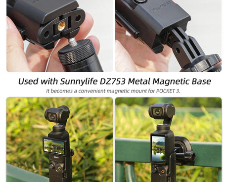 For DJI OSMO Pocket 3 Sunnylife Expansion Adapter Foldable Dual Hooks Adapter Protective Case Bracket