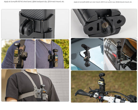 For DJI OSMO Pocket 3 Sunnylife Expansion Adapter Foldable Dual Hooks Adapter Protective Case Bracket
