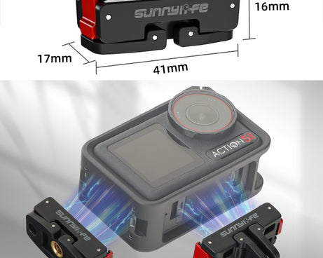 For DJI Osmo Action 5 Pro / 4 / 3 Sunnylife Foldable Magnetic Quick Release Mount Action Camera Selfie Stick Tripod Adapter Cam Stand