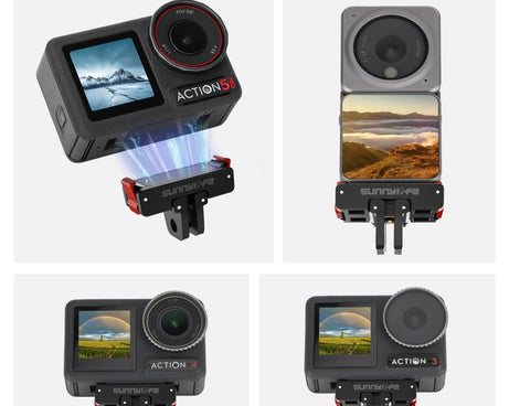 For DJI Osmo Action 5 Pro / 4 / 3 Sunnylife Foldable Magnetic Quick Release Mount Action Camera Selfie Stick Tripod Adapter Cam Stand