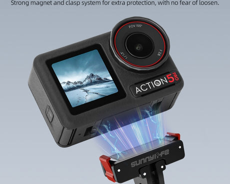 For DJI Osmo Action 5 Pro / 4 / 3 Sunnylife Foldable Magnetic Quick Release Mount Action Camera Selfie Stick Tripod Adapter Cam Stand