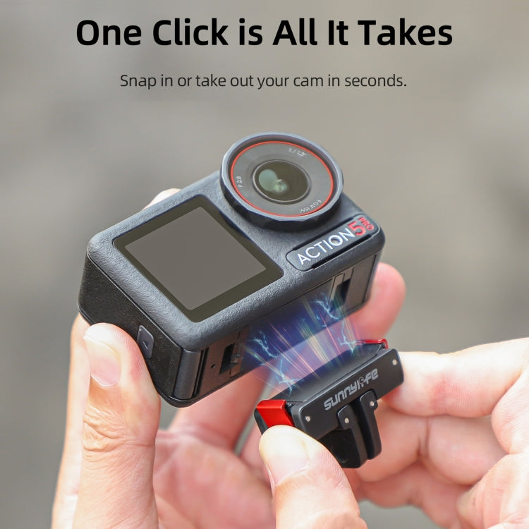 For DJI Osmo Action 5 Pro / 4 / 3 Sunnylife Foldable Magnetic Quick Release Mount Action Camera Selfie Stick Tripod Adapter Cam Stand